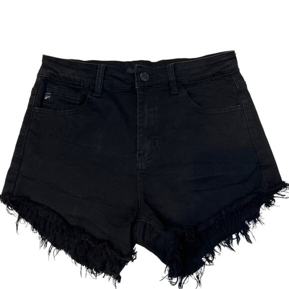 KanCan Distressed Raw Hem Black Cut off Jean Shorts - Picture 3 of 7